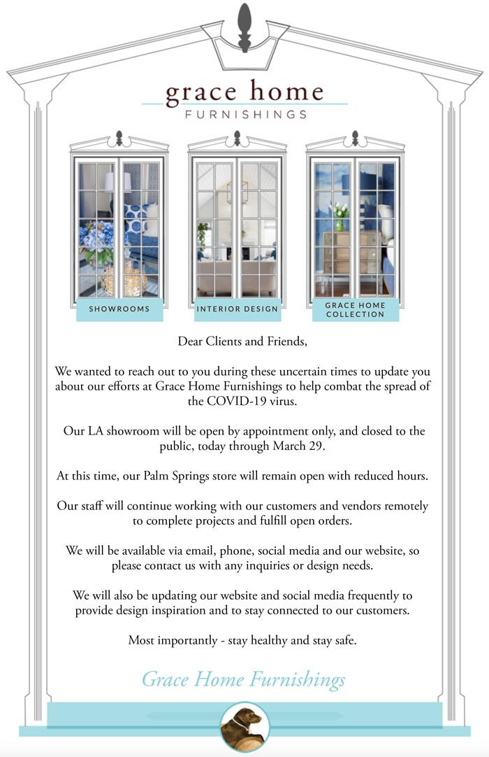 Grace Home Furnishings Covid Update