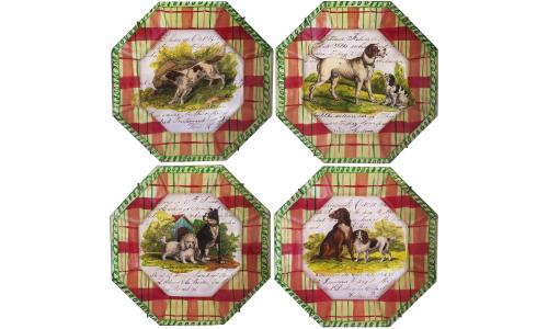 Set of 4 Dog Plates